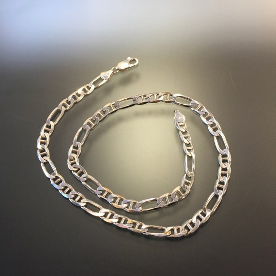 ヴィンテージ スターリングシルバー フィガロチェーンネックレス - 20