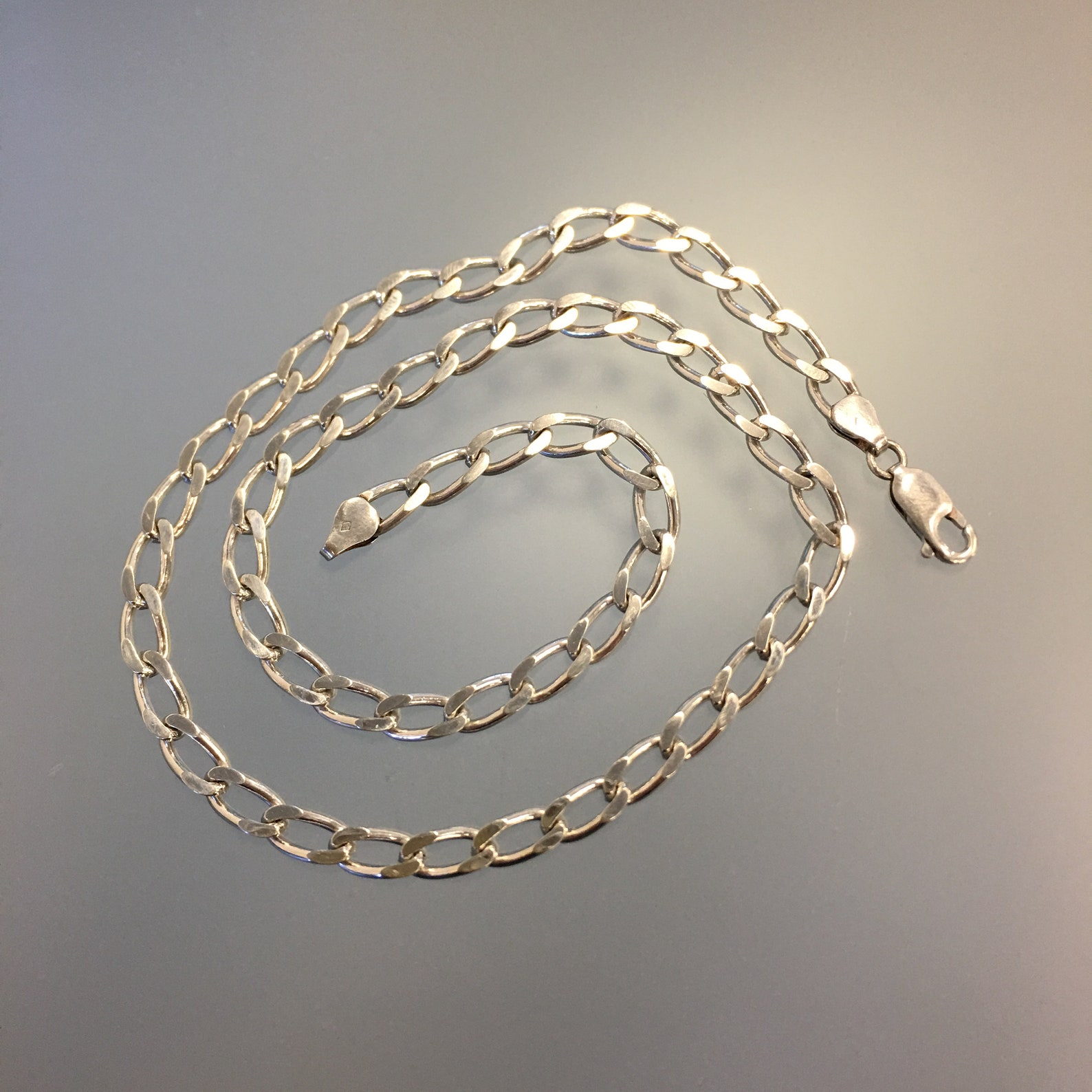 Sterling Silver Chain Necklace Italian 925 Silver Curb Chain Etsy