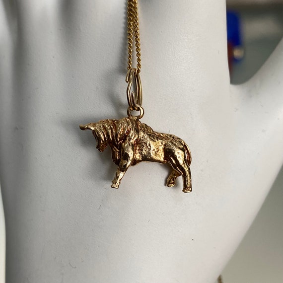 Vintage Taurus Charm 14 kt Gold 3D Taurus Zodiac … - image 2