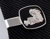 Tie Clip Bar Robbins Co Tunnel Boring Machine Vintage Silver Tone 1.25 quot 3cm