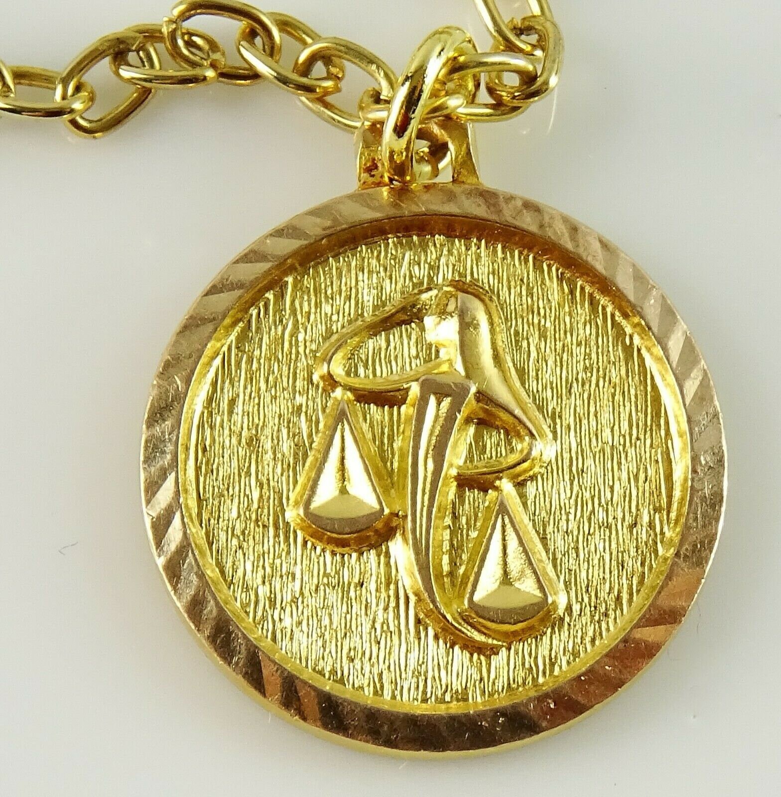 Vintage Zodiac Libra necklace charm Silver French 1960's Mid Century signed 