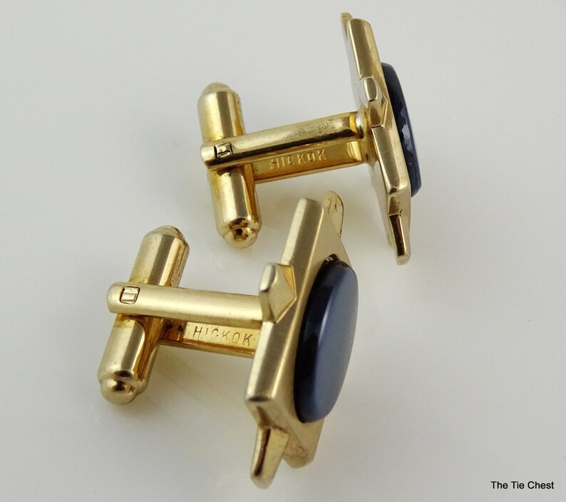 Vintage Cufflinks Hickok Hematite Art Deco Style Gold Tone