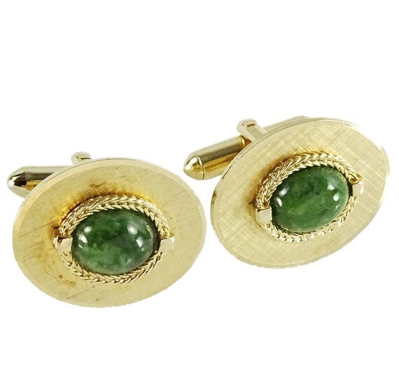 Swank cufflinks green stone sale