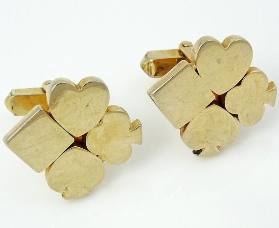 Swank Vintage 1940s 50s Cufflinks Poker Playing Ca
