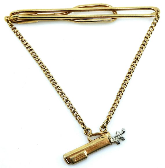 Swank Tie Chain Golf Bag Pendant Vintage Golfing Mens… Gem