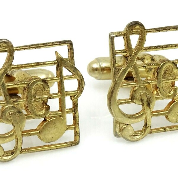 Anson Vintage Cufflinks Music Notes Treble Clef Staff Musician Cufflinks