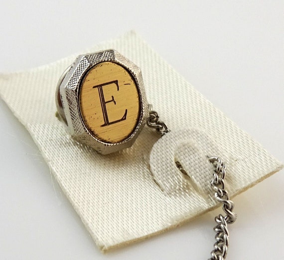 Vintage Tie Tack Tac Lapel Pin Letter H Initial Personalized Two Tone