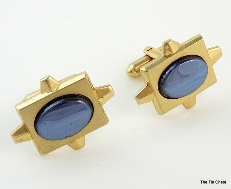 Vintage Cufflinks Hickok Hematite Art Deco Style Gold Tone