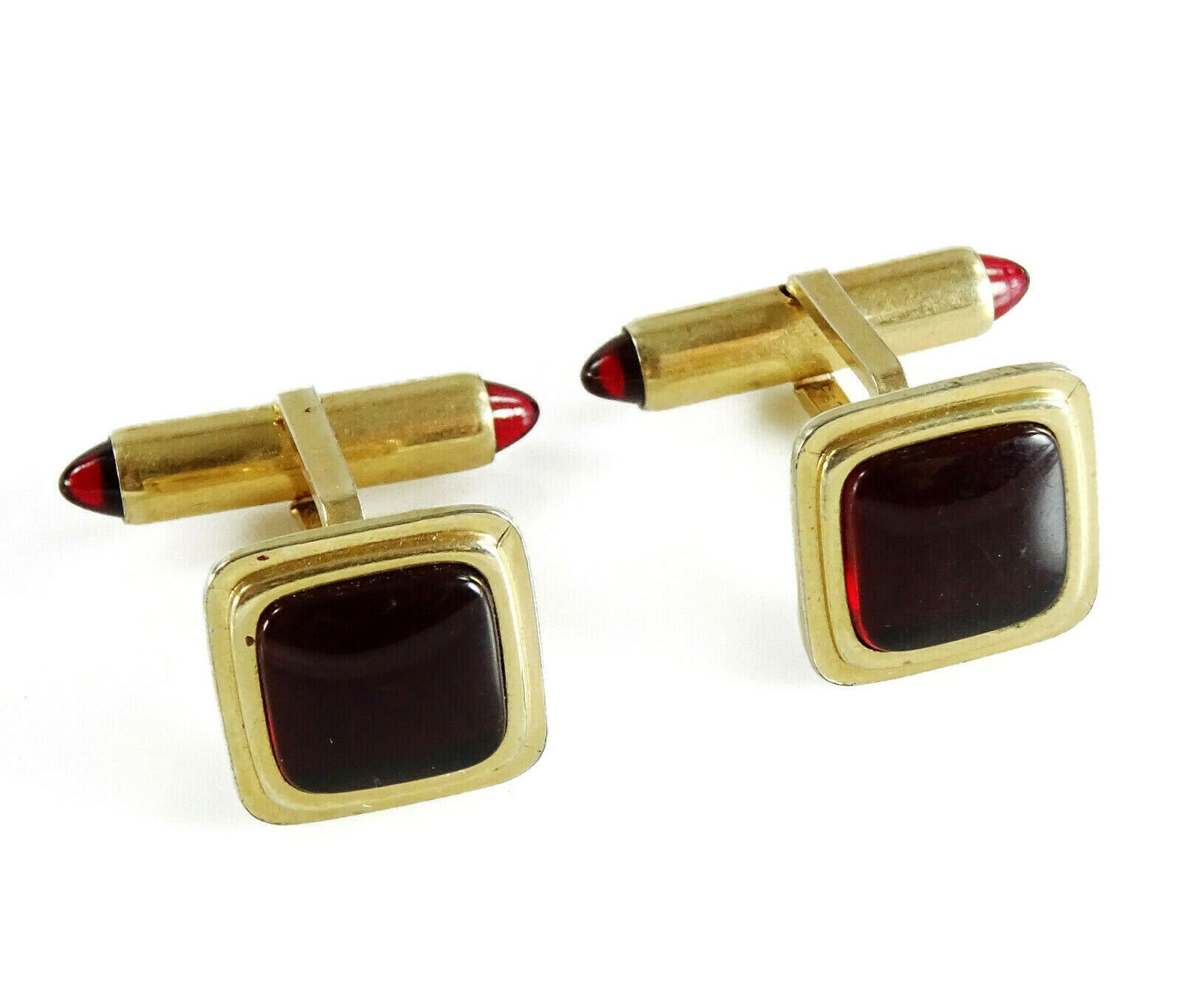 Krementz Vintage Cufflinks Red Square Lucite Cuff Links Top Etsy