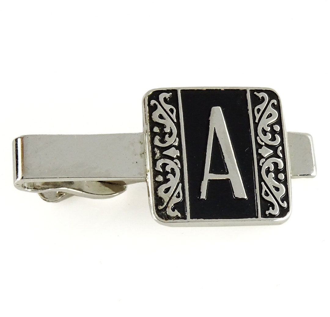 Pince à Cravate Vintage Années 50-60 - Argenté - Initiale H Gravée