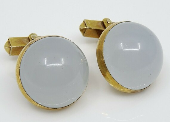 Swank Vintage Cufflinks Round Light Gray Grey Luci