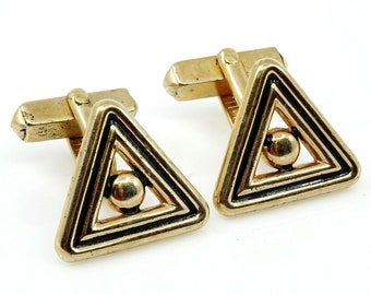 Swank Vintage Cufflinks Triangular Art Deco Mod Angled Back Cuff Links