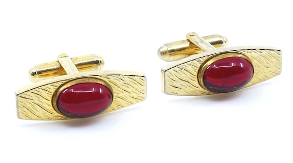 Anson Vintage Cufflinks Red Lucite 1940s 50s Mens… - image 1