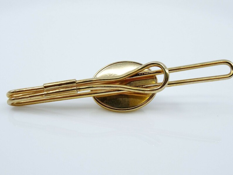 Vintage Tie Bar Clip Art Deco Style Gray Glass Stone Cabochon
