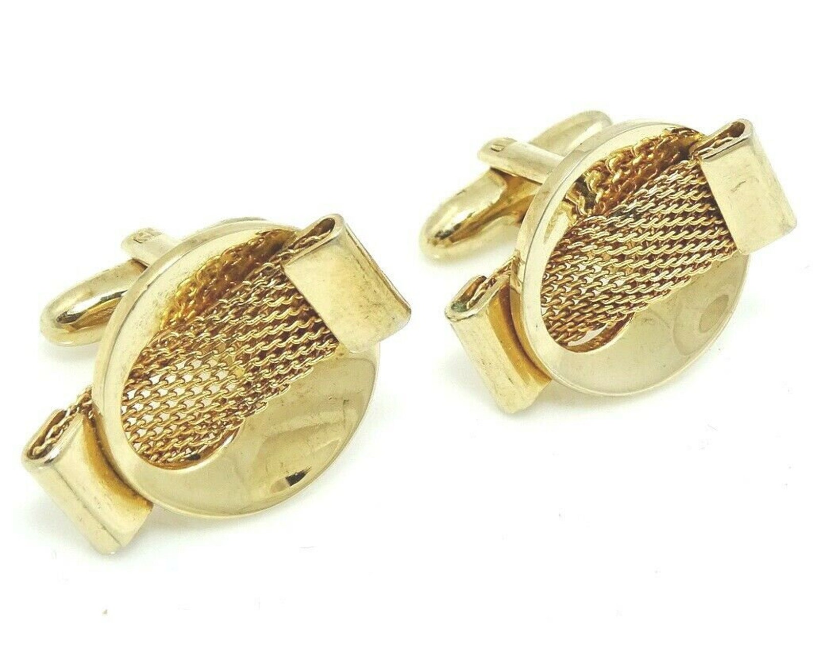 Oxford Vintage Cufflinks Mesh Design Round Mens Cuff Links Etsy