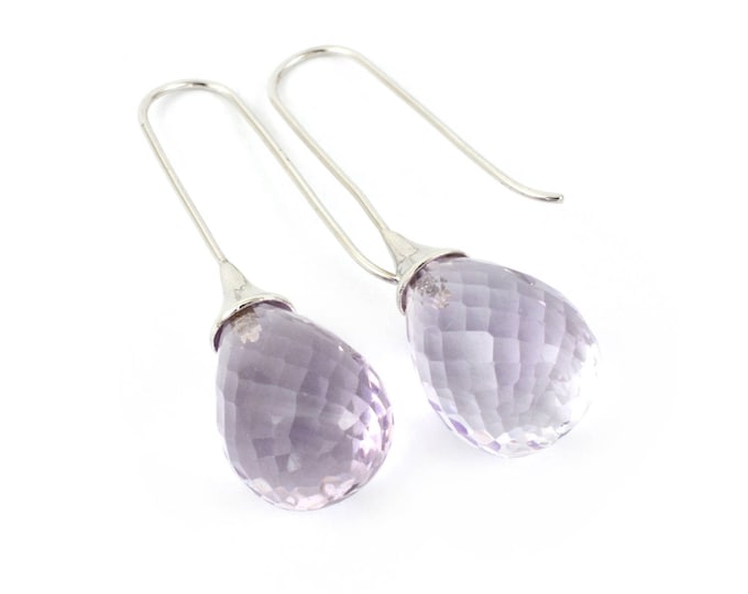 Amethyst briolet, natural stones, sterling silver (solid) beautiful and classic.