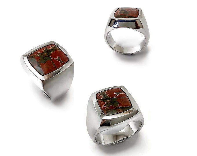 12gms of Sterling silver,picasso jasper set in solid sterling silver. Jasper ring,choose your stone to make a ring to order.