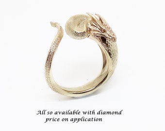 Dragons Treasure in 9K,14K or PLT over 9gms, exquisite detail. A small dragon curled around your finger. Price includes postal insurance.