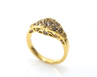 Classical Filigree colored Diamond ring in 14K yellow gold (solid). Champagne diamonds 1ct.  Price includes shipping insurance.