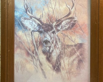 Vintage K. Maroon Silent Buck Print From Dallas Woodcraft Co