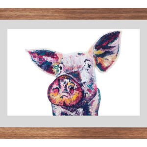 8x10 print, Vibrant, Colorful Fine Art Pig Print of Acrylic Painting, Art for Home, Farm Animal Lover Gift