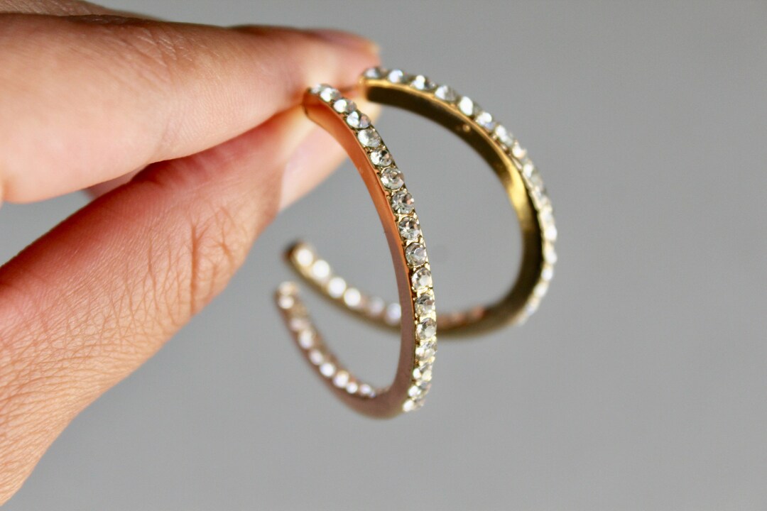 Sparkly Gold Hoop Earrings Thin Gold Hoops/ Large Gold Hoop Earrings ...