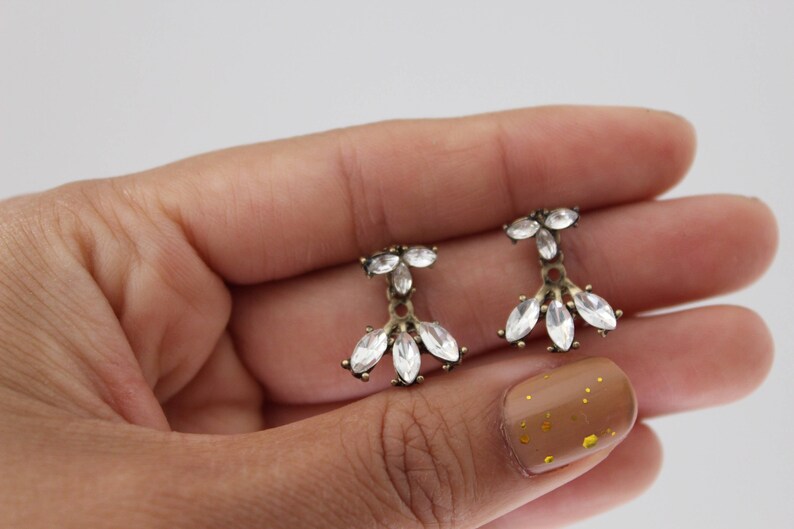 Gold Ear Jackets Crystal earrings simple ear jacket/ dainty Etsy