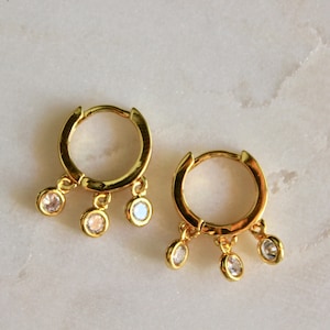 Shaker Bezel Crystal Huggie Hoop Earrings