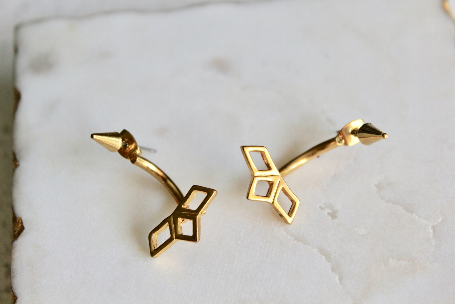 Gold Ear Jackets Spike Studs Gold Ear Jacket/ Ear Jacket Etsy