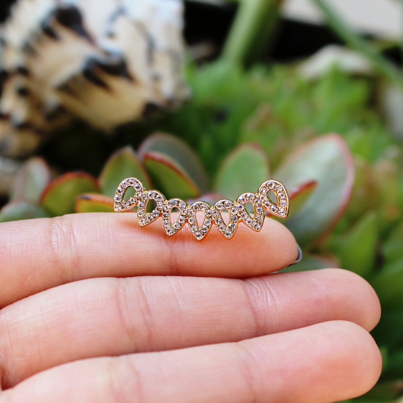 Gold Sparkly Triangle Ear Crawlers Crystal Ear Crawlers/ Etsy