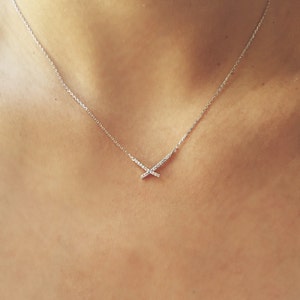 X Cross Necklace minimal necklace / simple necklace / layering necklace / dainty necklace / delicate necklace / minimalist / gifts for her image 1