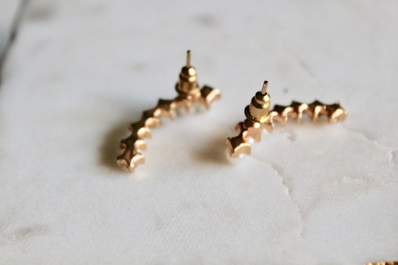 Sparkly Pearl Ear Climber Gold Ear Cuff/ Gold Ear Crawler/ Etsy