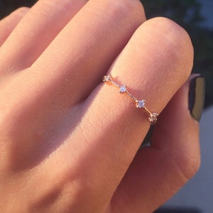 Rose Gold Four Stone Band - dainty rose gold ring/ minimal ring/ thin band ring/ simple band/ stacking ring/ gifts for her/ birthday/ FAYE