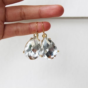 Elegant Gold Tear Drop Earrings- statement earrings/ pear earrings/ pave crystal/ wedding jewelry/ bridesmaid earrings/ crystal drop/ AUDREY