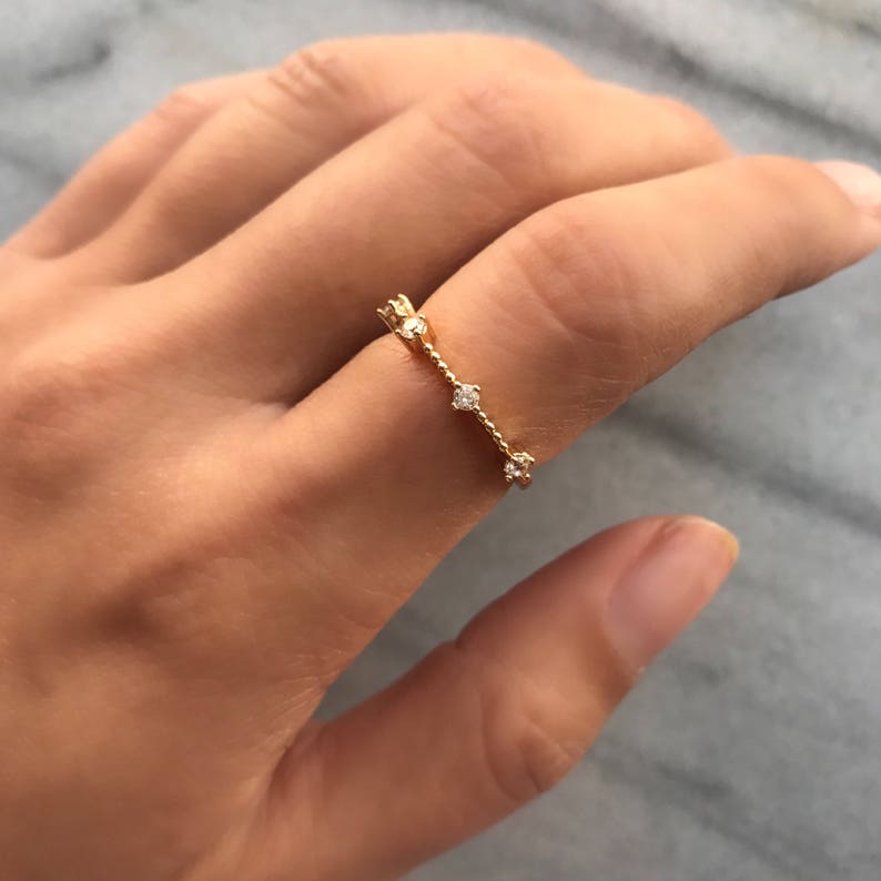 Rose Gold Four Stone Band dainty rose gold ring / minimal