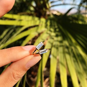 Tiny Horizontal Baguette Ring Dainty gold stacking ring/ Sideways baguette/ east west setting/ simple/ everyday/ minimal/ minimalist/ ALICE image 3