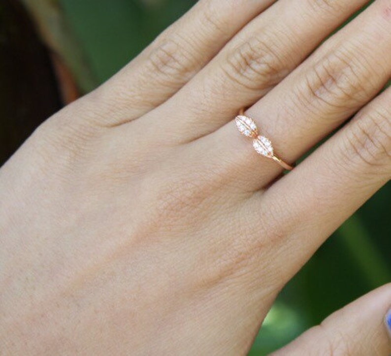 Rose Gold Leaf Ring Leaves Ring/ Leaf Ring/ Romantic Ring/ Etsy