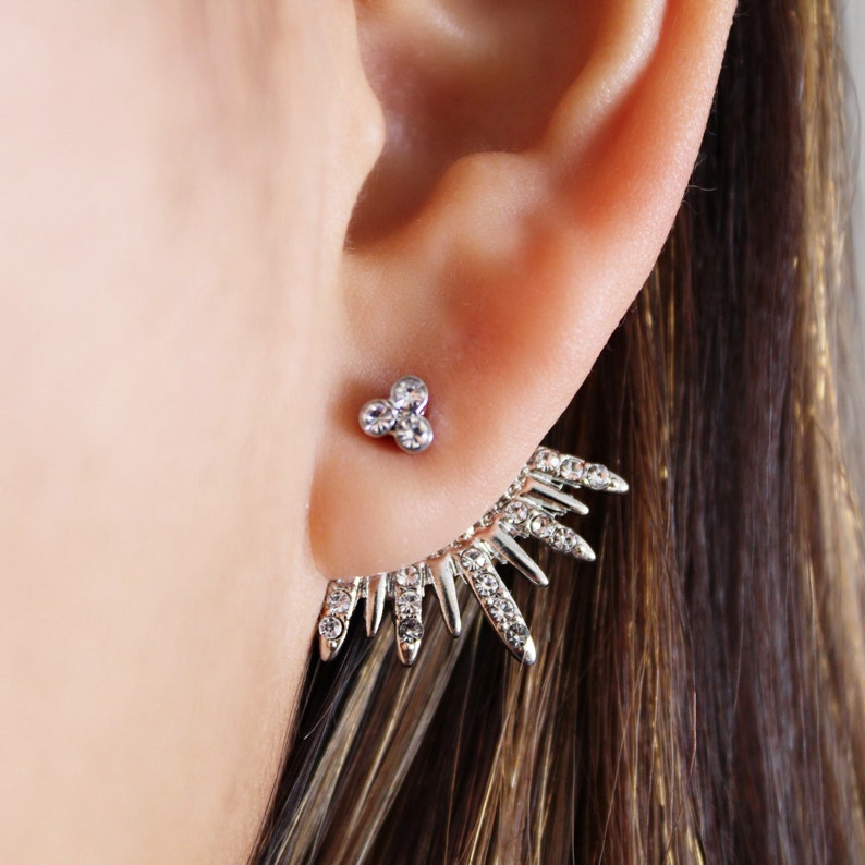 Gold Ear Jackets Sparkly Spikes Gold Ear Jacket / Ear Etsy