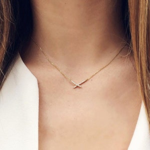 X Cross Necklace minimal necklace / simple necklace / layering necklace / dainty necklace / delicate necklace / minimalist / gifts for her image 2