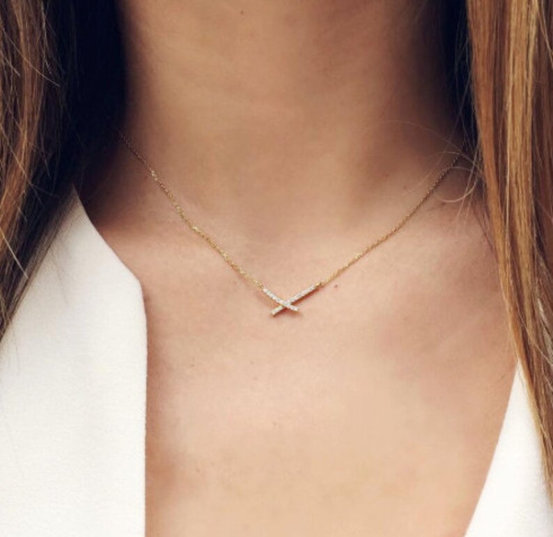 X Cross Necklace minimal necklace / simple necklace / layering necklace / dainty necklace / delicate necklace / minimalist / gifts for her image 2