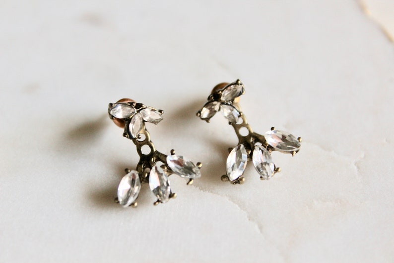 Gold Ear Jackets Crystal earrings simple ear jacket/ dainty Etsy