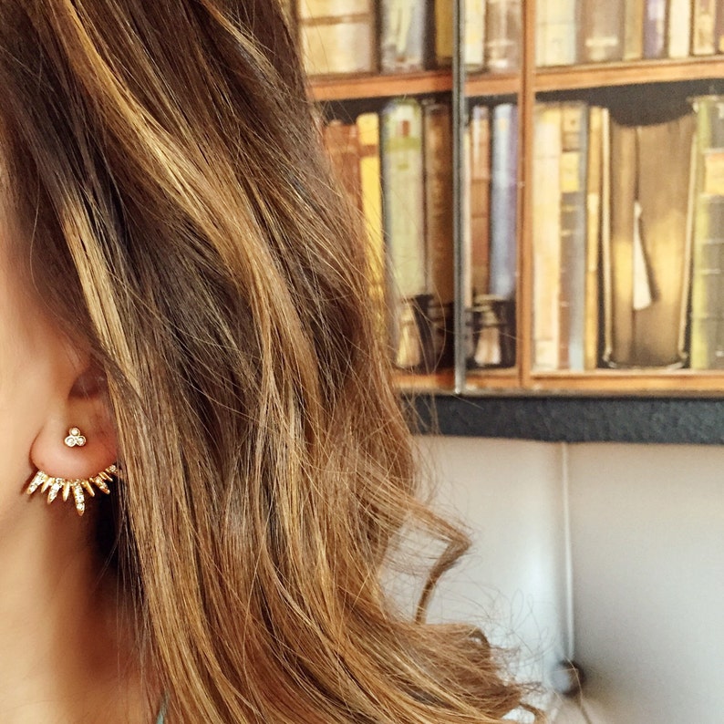 Gold Ear Jackets Sparkly Spikes Gold Ear Jacket / Ear Etsy