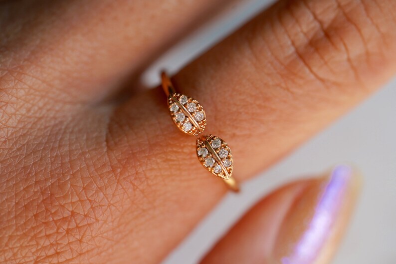 Rose Gold Leaf Ring Leaves Ring/ Leaf Ring/ Romantic Ring/ Etsy