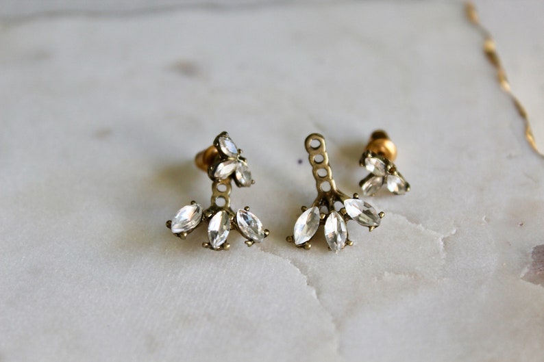 Gold Ear Jackets Crystal earrings simple ear jacket/ dainty Etsy