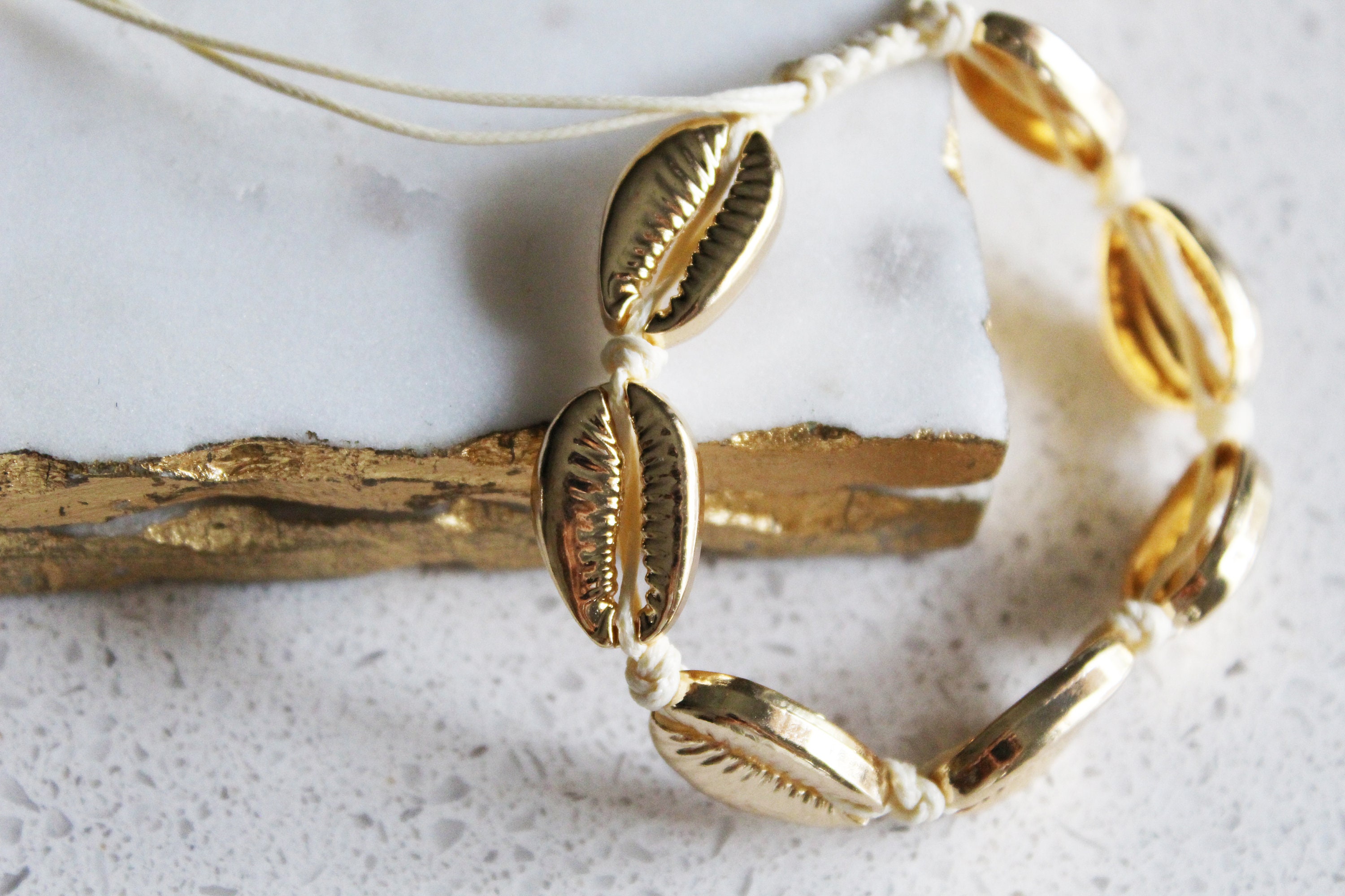 Cowrie Shell Beaded Bracelet 24K Gold Plated Jewelry Chain Handmade Xmas  Ladies Women Girls Men Adults Unisex Present Birthday Gift - Etsy