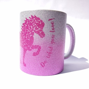 Glitter cup, mug with Tölter, Icelandic horse, coffee mug