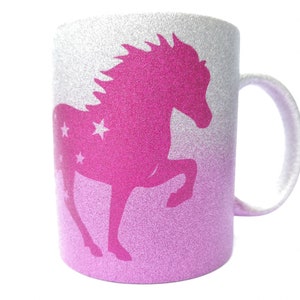 Glitter cup, mug with tölter, Icelandic horse, coffee mug, star tölter