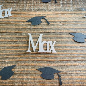 Personalized Silver and Black Graduation Confetti