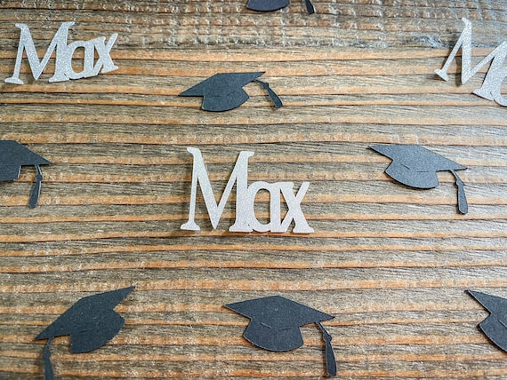Personalized Silver and Black Graduation Confetti