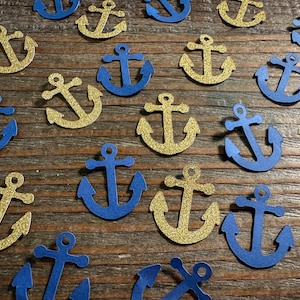 Navy and Gold Anchor Nautical Party Confetti